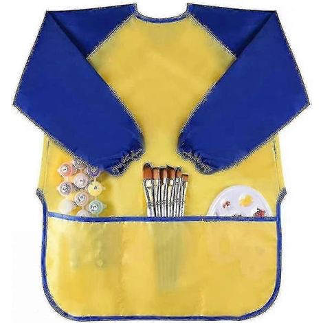 BelleRise - Kit de fabrication de bougies, tablier pour enfants, blouse d'artiste à manches longues jaune (1/4)