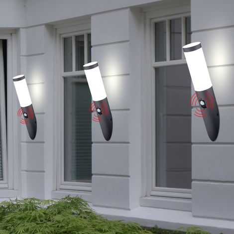 Set di 3 applique da esterno patio torcia lampada in acciaio inox SENSOR faretti da cortile