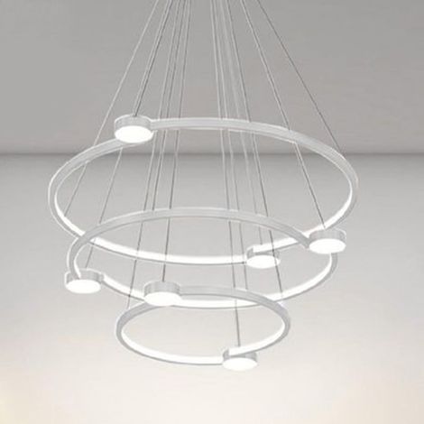 TRADE SHOP - Lampadario A Sospensione Led 96w 3 Cerchi Con Telecomando Design Moderno Bianco 71132 - (1/4)