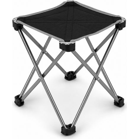 Ultra-light aluminium folding outdoor stool 23 x 23 x 26 cm silver grey (1/5)