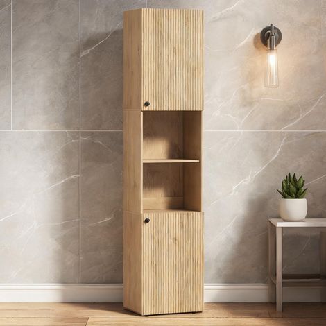Colonne de rangement haute salle de bain 182 cm bois chêne oak (1/5)