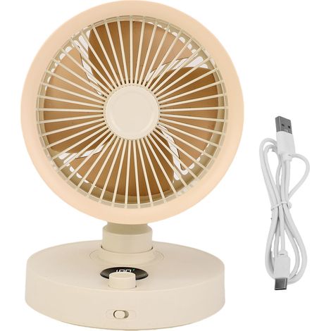Ventilateur silencieux de bureau avec affichage LED, Table oscillante automatique pour chambre à coucher, réglage à 100 vitesses, Rechargeable par USB (1/5)