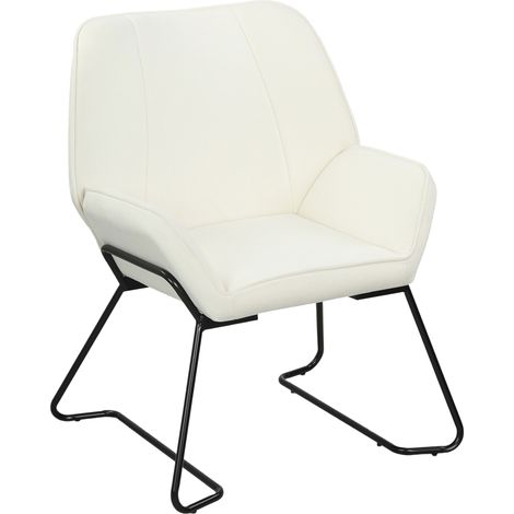 Sofa mit breiter, gepolsterter Sitzfläche, bezogen mit Samt, Metallbeine, Wohnzimmersessel, Creme
