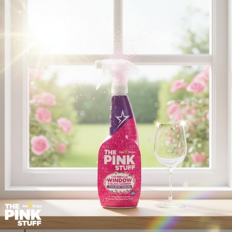 Spray detergente per vetri Pink Stuff con aceto di rose 750 ml
