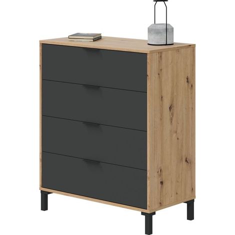 Cómoda Enzo Gris Antracita - Roble Nodi 77,5cm (ancho) x 94cm (alto) (1/10)
