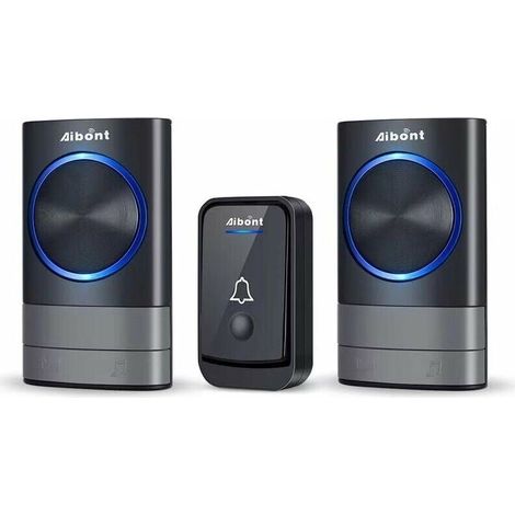 Doorbell without wire : Doorbell electronic waterproof IP65 with range of 200 m, kit includes 1 doorbell waterproof and 2 preprogrammes enfichables, 45 melodies with 4 settings of volume (1/4)