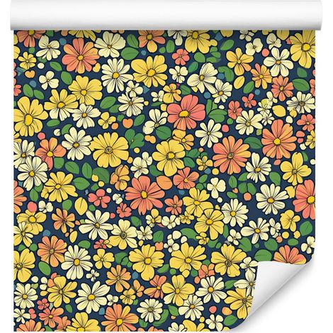 Papier peint à fleurs jaunes et beiges pour salon et chambre 50x1000 cm (1/5)