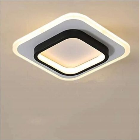 Plafonnier LED carré 21W 3000LM – Lumière chaude 3000K – Acrylique noir pour salon, chambre, cuisine – Diamètre 24cm (1/5)