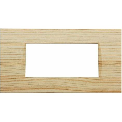 PLACCA 4 POSTI LEGNO CHIARO ABETE COMPATIBILE BTICINO LIVING LIGHT