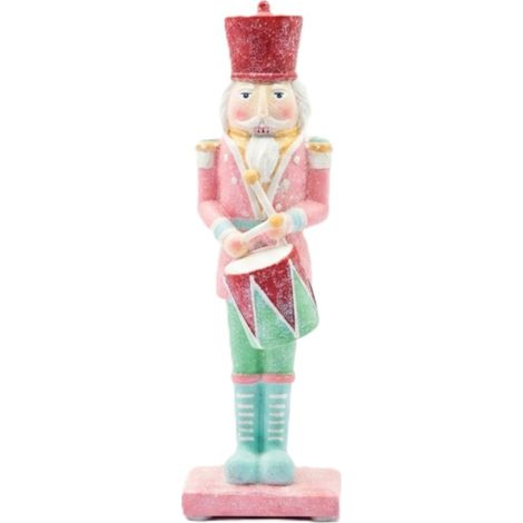 Figurine de soldat Casse-Noisette pastel Irovami, 20 cm, en résine écologique, décoration de Noël pour étagère ou table, rose (1/5)