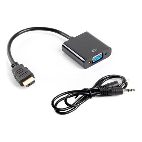 LANBERG Adattatore HDMI-A maschio a VGA femmina con audio AD-0017-BK - RISOLUZIONE fino a 1920X1200 - Cavo 20CM