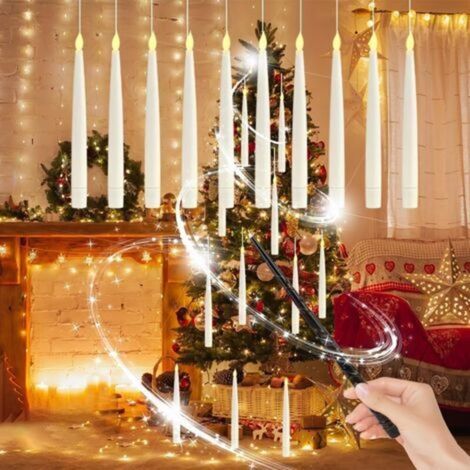 20pcs Bougies à LED Flottantes, Bougies Suspendues avec Télécommande Baguette Magique, Bougie Magiques à Suspendre, Bougie Flottantes Magiques Suspendues,pour Christmas (1/5)