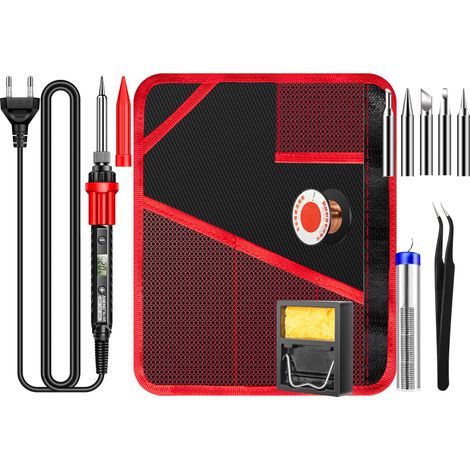 Irovami Kit fer souder 60W – noir, 180-520°C, 11 pièces, EU
