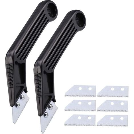 Handheld Grout and Tile Adhesive Removal Tool, Hard Material, Durable 2pcs (5pcs Set (Combination of Black Tapered Handle Scraper + 3 Replacement Blades) MUMU (1/4)