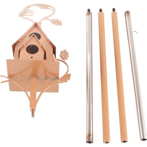 Dekoratives Vogelhaus auf einem Pfahl, abstrakter und klassischer Stil, Außendekoration für Vögel (1/5)