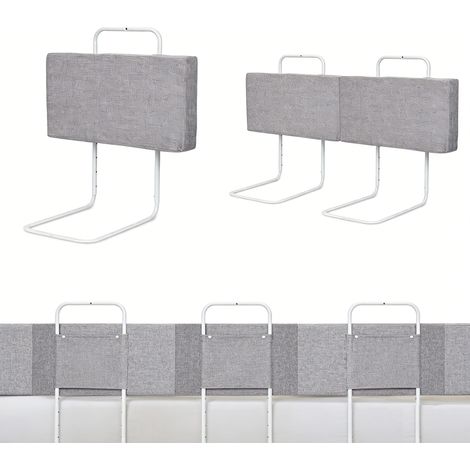 Randaco Lote de 3 barrera cama infantil 60 cm, protector anticaídas ajustable, gris (1/5)