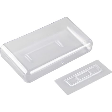 Bac de rangement adhésif transparent en plastique, support de rangement mural flottant, organisateur de bureau pour chambre et salle de bain, taille L (1/5)