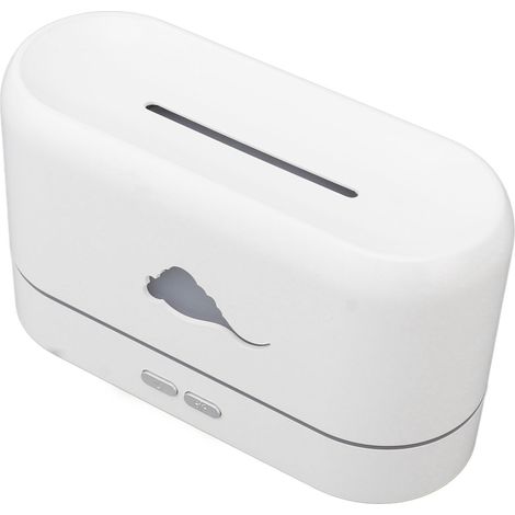 Humidificateur, diffuseur d'arômes, lumière à motif flamme, haut-parleur Bluetooth, décoration intérieure blanche (1/5)