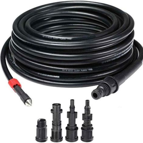 Tuyau haute pression avec 4 raccords - pour nettoyeurs haute pression Kärcher/Lavor/Interpump/Bosch - kit de nettoyage de canalisations - 5 m (1/5)