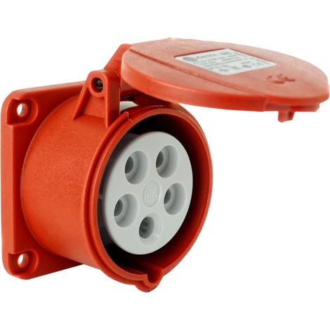 Presa di corrente dritta 16A 5P 400V 70X70MM CEE industriale (1/5)