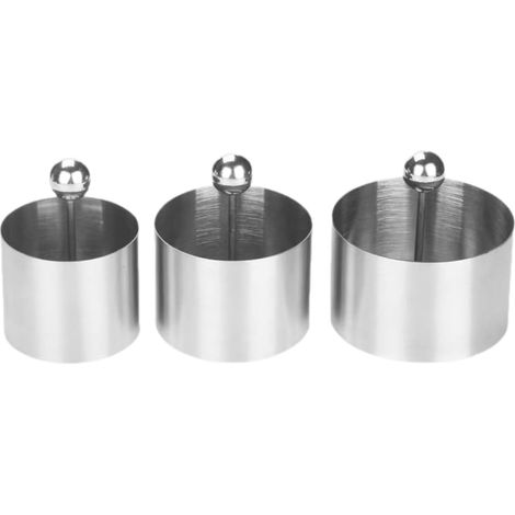 Stampi rotondi in acciaio inox argentato per decorazioni e ideali per Tiramisù, Muffin, Sandwich, (1/5)