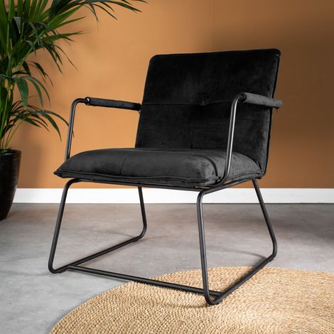 Fauteuil tissu velours noir Hailey (1/5)