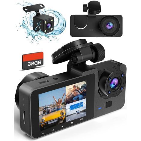 Caméra Dashcam Avant Arrière - Résolution 4K 3840x2160 - Montage Tableau de Bord - Batterie Intégrée - Enregistrement Vidéo Continu - 1 Pièce (1/5)