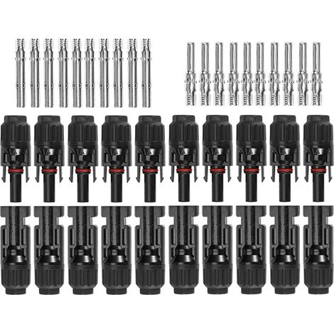 Conector MC4 de 10 a 100 pares, cable de 2,5 a 6 mm², impermeable, sistema de autobloqueo, para sistemas solares. (1/5)