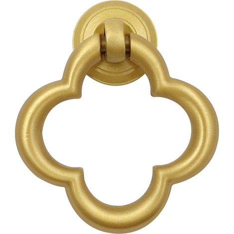 Poignée suspendue en laiton pour porte de placard, style vintage, pour tiroir ou meuble, avec anneau et un seul trou. Poignée de porte trèfle. (1/3)