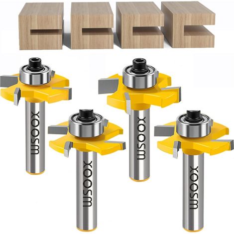 Lot de 4 fraises à rainurer pour défonceuse - Tige de 8 mm - Accessoires professionnels - L 3mm-4 mm - 5 mm - 6 mm (1/5)