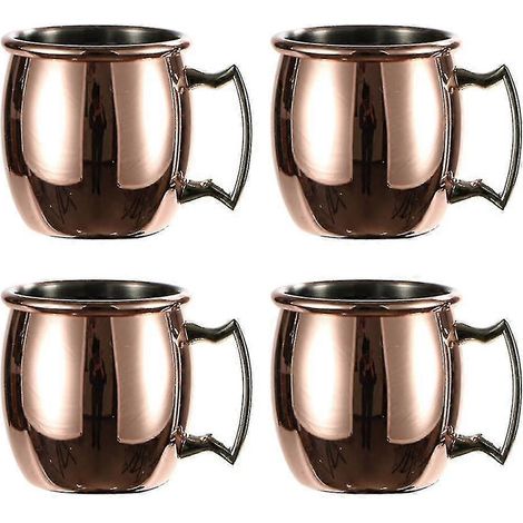 Lot de 4 tasses en cuivre massif (60 ml), fabriquées artisanalement. (1/5)
