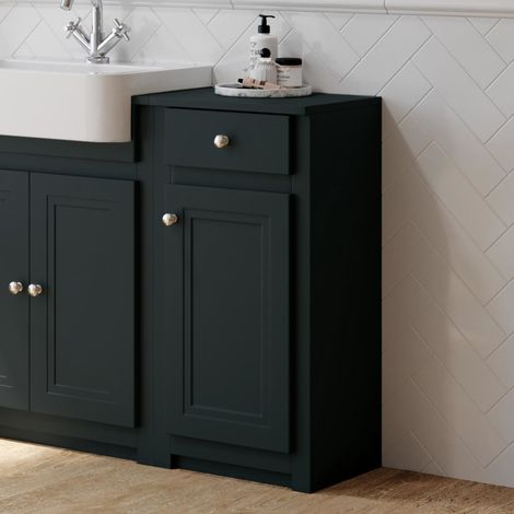 Orbit Classica Traditional Side Cabinet 400mm Wide 1-Drawer and 1-Door - Charcoal Grey (1/4)