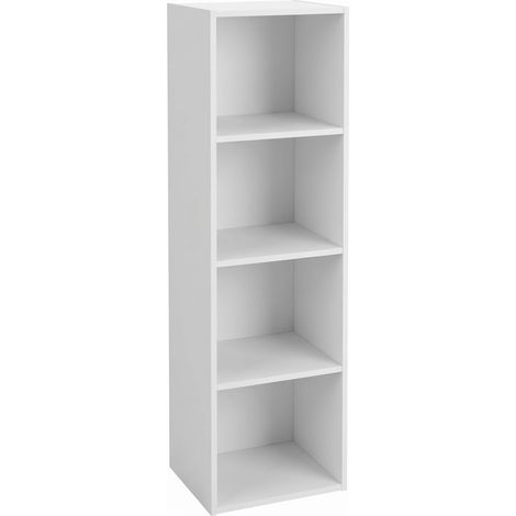 Libreria Scaffale 4 Vani Mobile Soggiorno Ufficio Casa 30x24x106 Cm Bianco