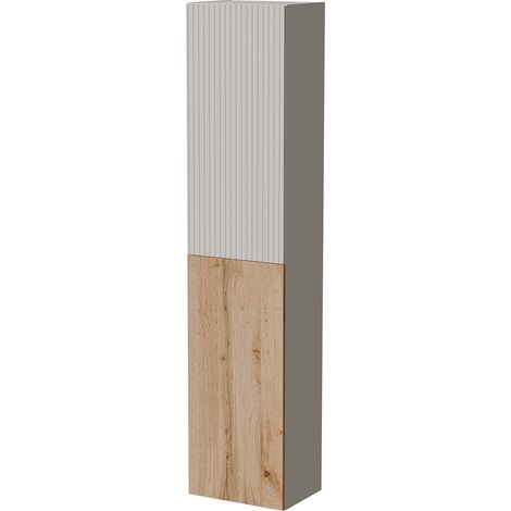 Vetrina Longano, Mobile Espositore 4 Ripiani, Un'anta, Apertura Push Pull, 39.9x29.8x180h cm Beige