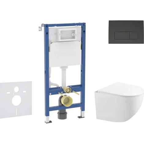 Geberit Duofix - Set Vorwandelement, Kompakt-WC Gaia mit Softclose-Sitz und Delta50-Betätigungsplatte, schwarz matt SANI11CA5122B