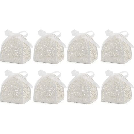 Boîtes en carton découpées au laser, style européen romantique, lot de 50 pièces, pour dragées, chocolats, mariage, fêtes et cadeaux invités. (1/5)