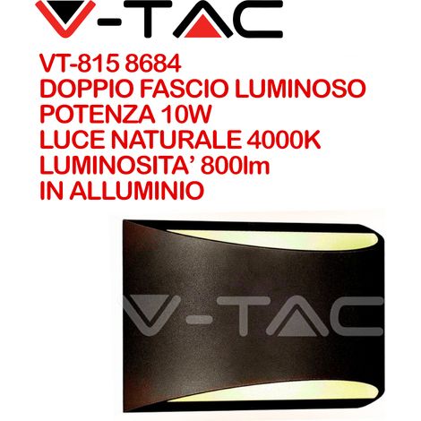 V-TAC VT-815 Lampada LED COBx2pcs up/down da parete alluminio nero wall light 4000K IP54 - SKU 8684 (1/5)