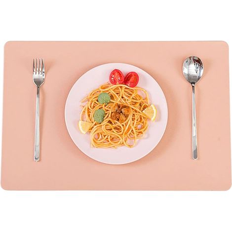 4er-Pack hitzebeständige Tischsets aus Leder, wasserdichte und abwaschbare Vinyl-Tischsets (30 x 45 cm, Rosa) (1/4)