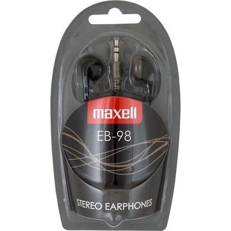 Micro-Écouteurs Stéréo - Maxell - EB-98 - Jack 3,5 mm - Sensibilité 95dB - Ultra légers - Noir (1/2)