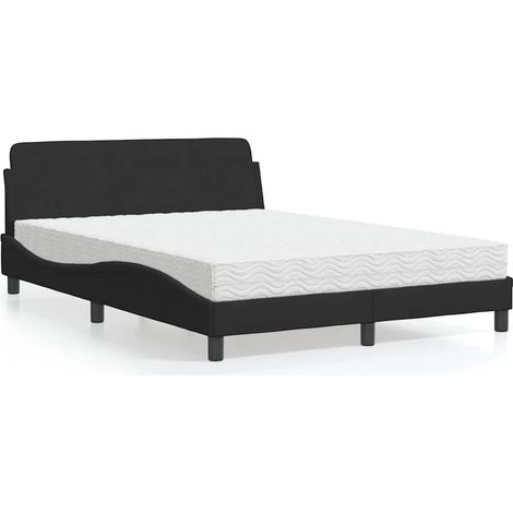 Bett mit Matratze "Dover" Schwarz 120x200 cm Samt (1/5)