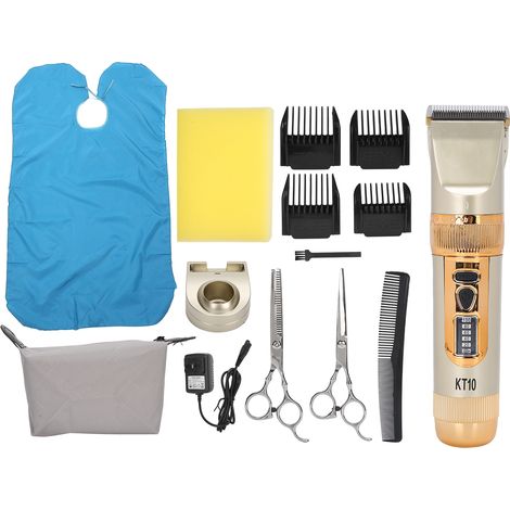 Kit tondeuse cheveux rechargeable homme, coupe-barbe professionnel coiffeur, lame en or, prise US 100-240V, pour salon. (1/5)