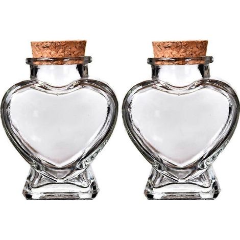 Lot de 2 bocaux en verre de 50 ml, bouteilles à souhaits, bouteilles en verre multi-usages avec bouchons en liège-8X6CM-transparent (1/3)