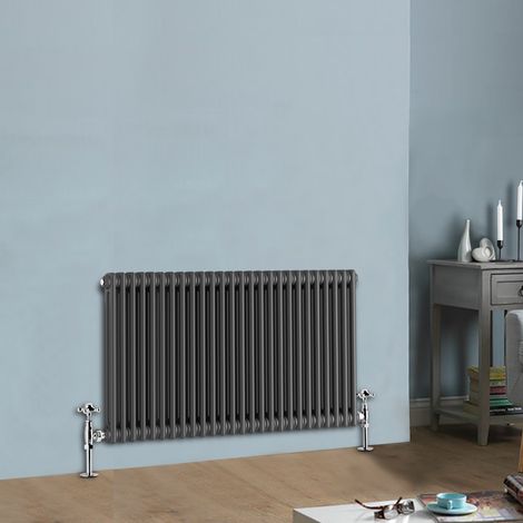 NRG Cast Iron Style Radiator Traditional Anthracite Central Heating Rads Horizontal 2 Column 600x1190mm