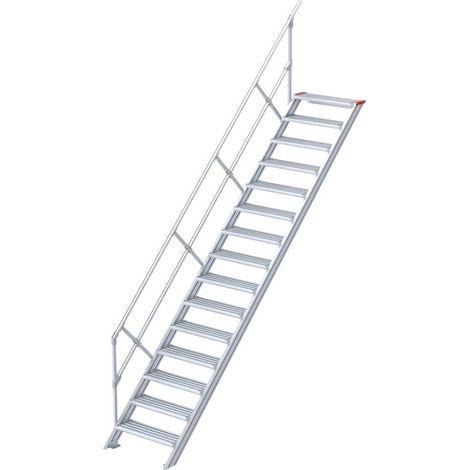 Euroline 510 Treppe 45° 600mm Stufenbreite 15 Stufen Alu gerieft