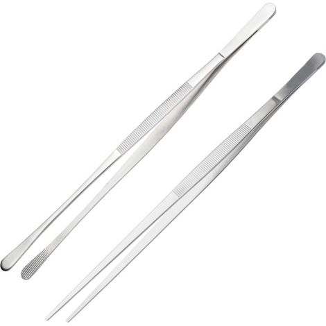 Pinzas de cocina, pinzas de cocina de acero inoxidable, pinzas de cocina grandes, pinzas de cocina de precisión, pinzas de cocina para depilar, pinzas para barbacoa, pinzas de cocina planas, 2 unidade (1/5)