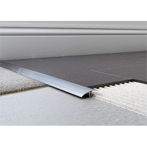 Tileasy Chrome 40mm x 900mm Aluminium Adjustable Floor Transition Carpet to Tile Trim - AFTC
