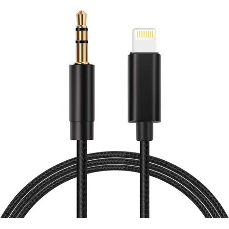 Câble auxiliaire pour 14/13/12/X/11/8/7 Pro Max Cordon auxiliaire de Voiture Lightning Jack 3.5mm Cordon Audio vers autoradio/Haut-Parleur/Adaptateur Casque (1/5)
