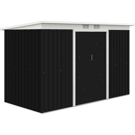 Gartenhaus aus verzinktem Stahl, dunkelgrau, 280 x 130 x 172 cm (1/5)