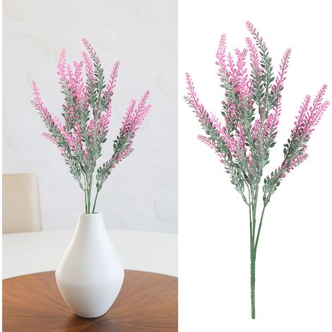 Bouquet de mariée artificiel lavande (25 têtes) - Décoration pour la maison ou les fêtes (rose rouge) (1/5)