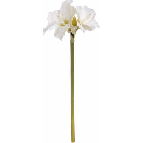 Classic White Amaryllis Artificial Flower (Single Stem) - Plastic - L35 x W35 x H81 cm - Cream/Green